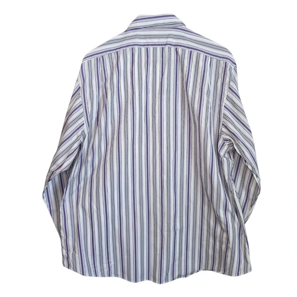 Polo Ralph Lauren Shirt 18 34/35 XL Curham Custom Fit Purple Stripe Button Dress
